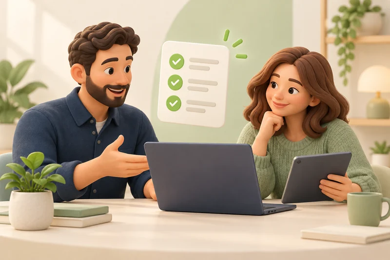 A specialist discussing a service proposal with a client.