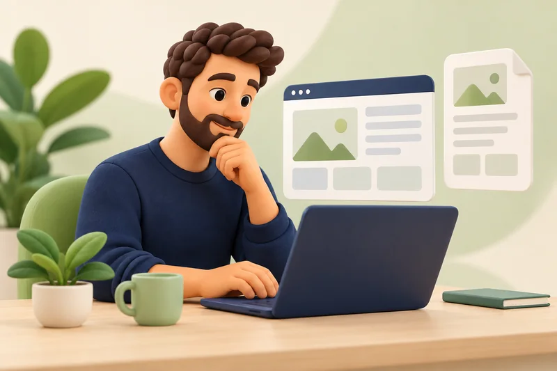 A specialist reviewing website details on a laptop.