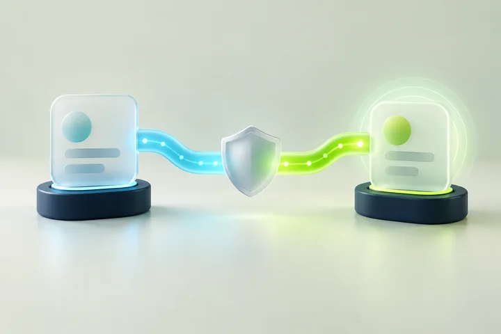 Illustration of two endpoints joined by a protected connection.