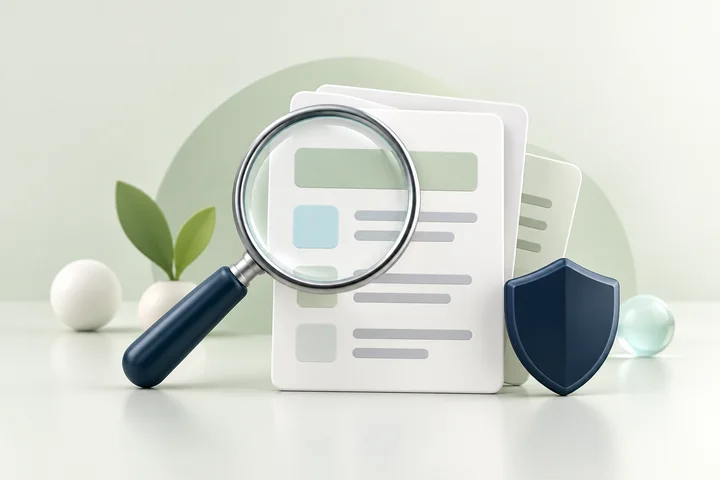 Illustration of a magnifying glass examining documents for eligibility.