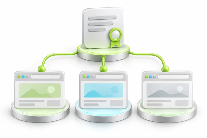 Certificate naming illustration for SDH EV Multi-Domain SSL: accounts.example.net.