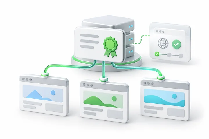 Illustration for SDH Multi-Domain SSL: Multiple addresses without business validation.