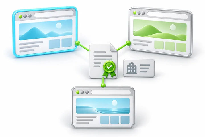 Certificate naming illustration for SDH OV Multi-Domain SSL: example.com.