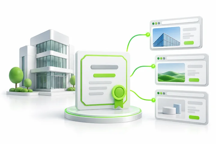 Illustration for SDH OV Multi-Domain SSL: A business with several domain names.