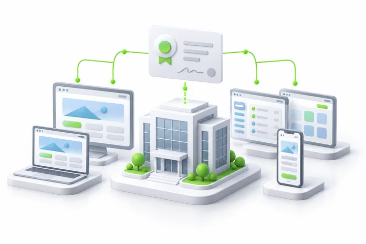 Illustration for SDH OV Multi-Domain SSL: A website and business portals.