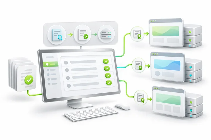 Illustration for SDH OV Multi-Domain SSL: Coordinated certificate operations.