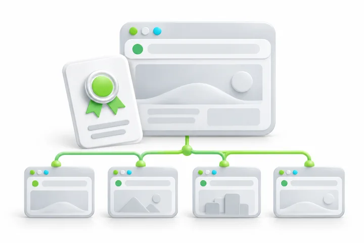Certificate naming illustration for SDH OV Wildcard SSL: example.com.
