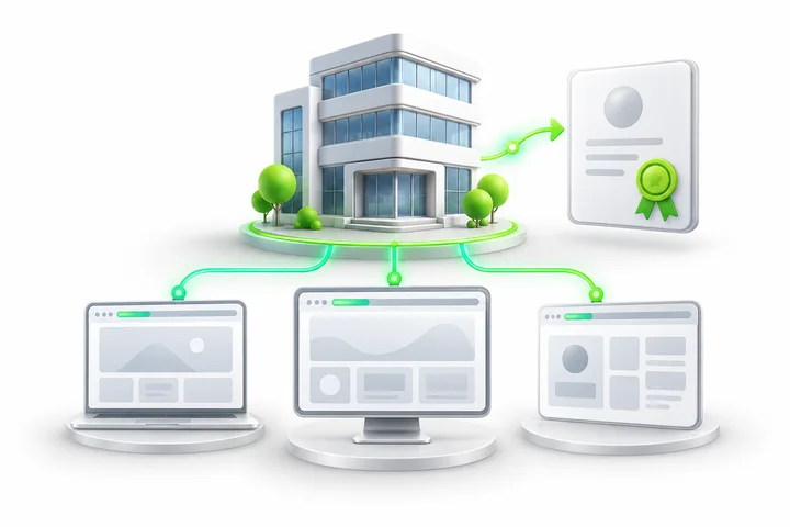 Illustration for SDH OV Wildcard SSL: Business services beneath one domain.