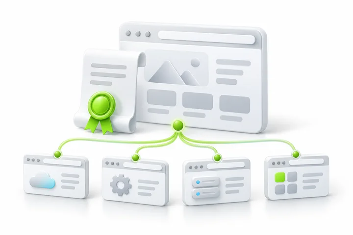 Illustration for SDH OV Wildcard SSL: An evolving first-level hostname set.