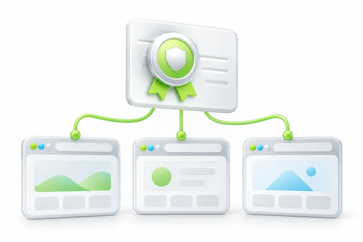 Certificate naming illustration for SDH Standard Wildcard SSL: shop.example.com.