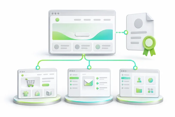 Illustration for SDH Standard Wildcard SSL: Services beneath one brand domain.