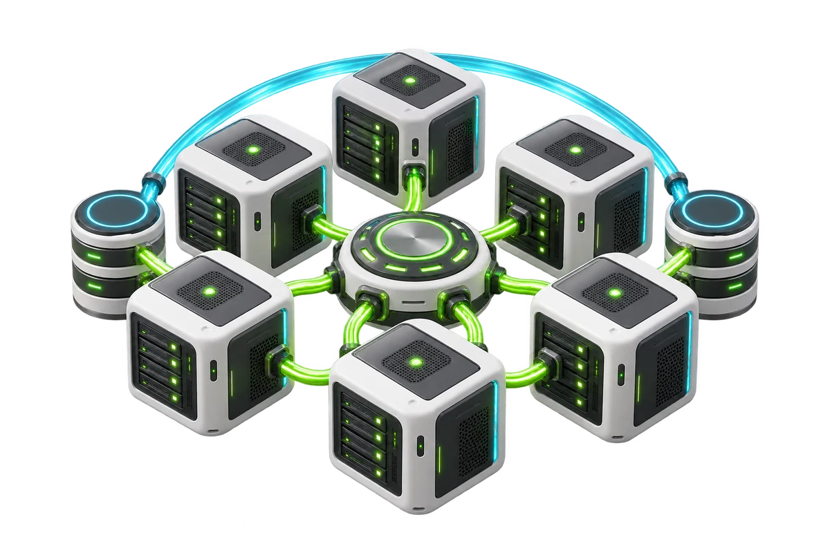 SDH illustration of container workloads and automated infrastructure.