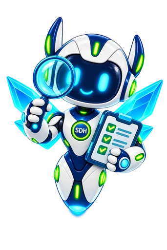 Prism Wings Dot examining an audit checklist.