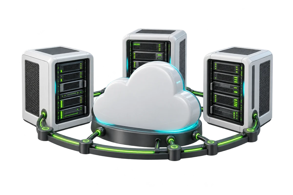 SDH illustration of virtual infrastructure and connected server resources.